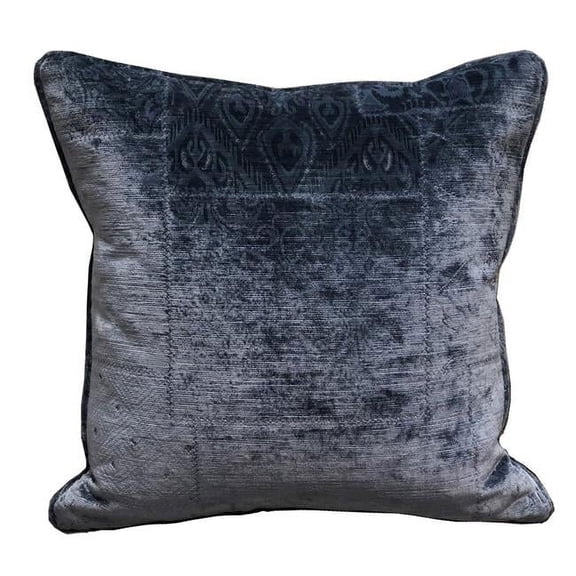 Plutus Brands  24 x 24 in. Bleu Velour Blue Luxury Throw Pillow