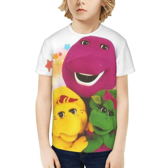 Barney And Friends T-Shirt for Boys Girls Youth, 3D Printed Graphic T-Shirts Short Sleeve Summer Casual Tee Shirts for Kids