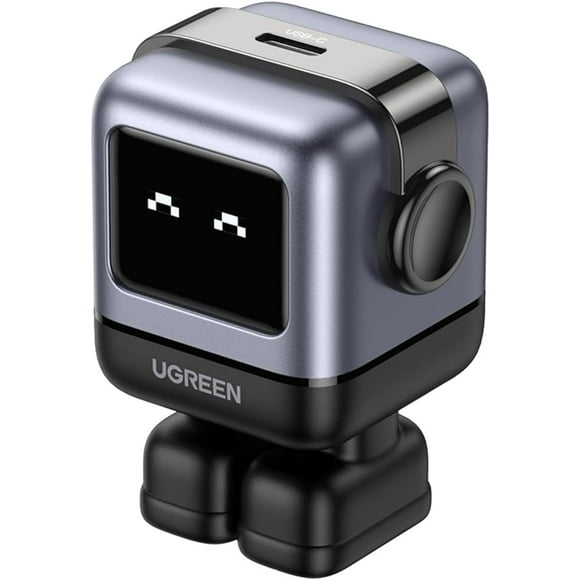 Cargador Tipo C Ugreen Carga Rápida GaNRobot USB C Pantalla de Carga Inteligente Negro