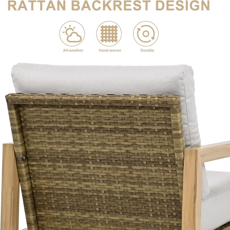3-Piece 2 Patio Swivel Chairs & 1 Aluminum Side Table, Outdoor Chat Sets with Cushions