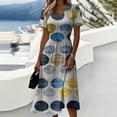 thumbnail image 2 of Easter Dresses for Women Short Sleeve Wrap V-Neck A-Line Dress Sundress Casual Summer Beach Vacation Dress, 2 of 5
