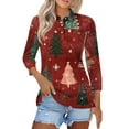 thumbnail image 2 of Christmas Polo Shirts for Womens 3/4 Length Sleeve Henley Polo Shirts with Cute Xmas Printed Loose Fit Tunic Tops Christmas Blouses 2025, 2 of 5