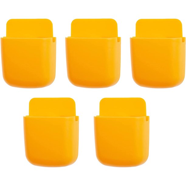 5 Piezas Amarillo TV Aire Acondicionado Control Remoto Montaje en Pared Organizador Mesita de Noche Almacenamiento de Teléfono Estante de Colocación Sin Perforaciones Montaje en Pared Sincero Electrónica