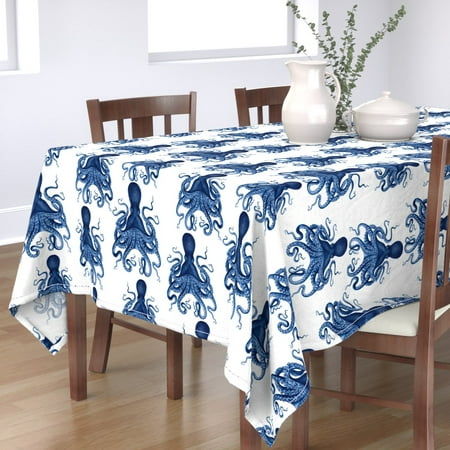 

Cotton Sateen Tablecloth 70 Square - Navy Octopus Blue steampunk kraken ocean coastal nautical Print Custom Table Linens by Spoonflower