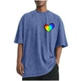 thumbnail image 2 of Yteetum Valentine's Day T Shirts for Man Oversized Crewneck Cotton Valentine Print Short Sleeves Shirts Mens Casual Round Neck Sports Washed Distressed Top Loose Fits Comfy Soft Tee Shirts, 2 of 5