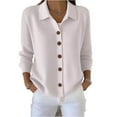 thumbnail image 2 of Women's Open Front Cardigan Sweaters Fall Fashion Button Down Lapel Collared Cable Knit Winter Clothing Outerwear Coats White M, 2 of 5