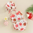 thumbnail image 5 of Mnyotv Toddler Baby Girl Swimsuit 3pcs Bathing Suit Bikini Tops and shorts with sun hats for girls, 5 of 7