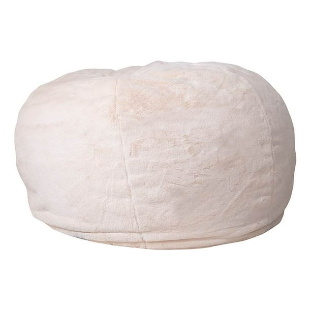 Oversized Bean Bag Chair in White Furry