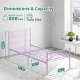 thumbnail image 4 of Yoneston Kids Twin Size Metal Platform Bed Frame Single Bed with Bowknot Headboards for Girls Bedroom Furniture - Light Purple, 4 of 10