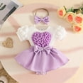 thumbnail image 2 of NIEWTR Baby Girl Clothes Newborn Romper Dress Infant Lace Ruffle Sleeveless Summer Outfits with Headband 0-12 Months(Purple,6-9 Months), 2 of 8