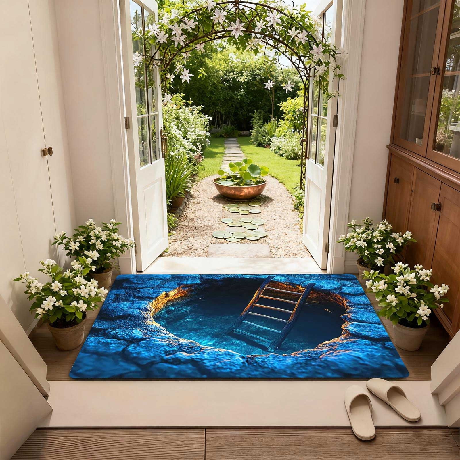 3D Optical Illusion Doormat, All-Weather Front Door Mat for Indoor & Outdoor Use, Non- Entrance Rug for Patio, Porch, and Entryway - Easy to Clean Floor Carpet Decor