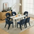 thumbnail image 5 of Dining Chairs Dark blue chenille dining chair features a hollowed-out backrest design Set of 2 Suitable for restaurant kitchens,Dining Room Seating, 5 of 9