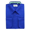 thumbnail image 2 of Berlioni Italy Men's Convertible Cuff Solid Dress Shirt Blue, 2 of 2