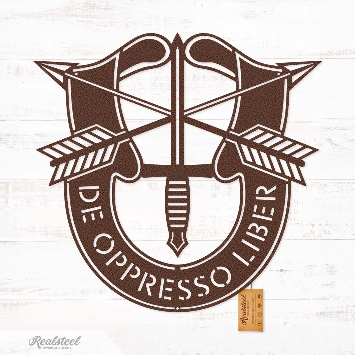 RealSteel US Military Branch Wall Art - Army, Navy, Air Force, Marine Corps, Coast Guard & Space Force (Army/ Penny Vein)