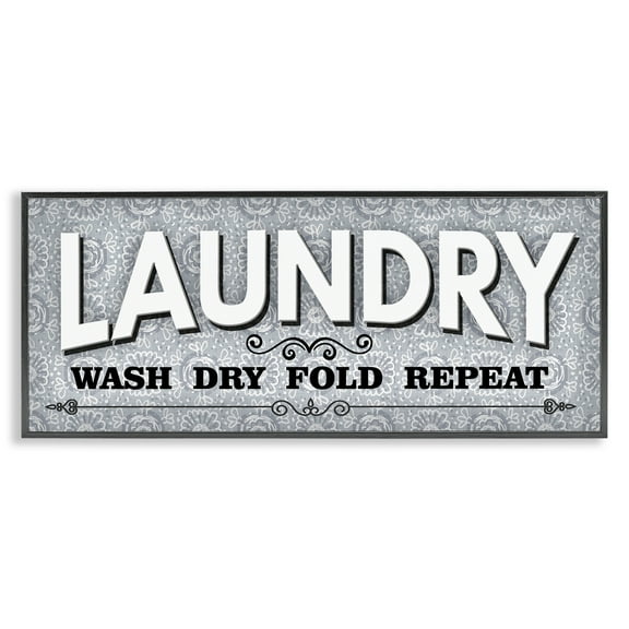 Stupell Industries Antique Laundry Rules Bath & Laundry Painting Black Framed Art Print Wall Art, 24 x 10