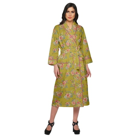 

Moomaya Printed Long Robe With Pockets Cotton Bride Getting Ready Dress