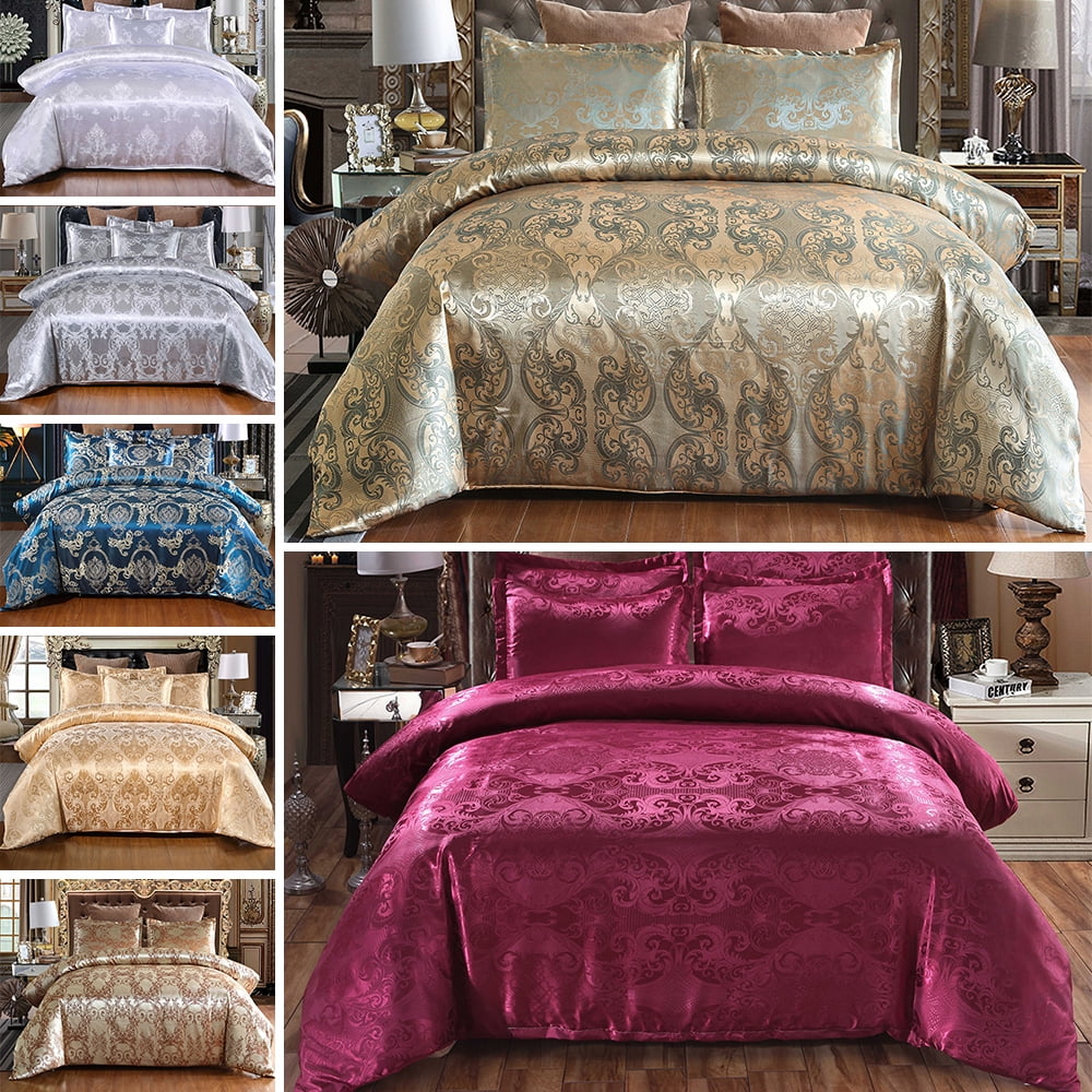 Details about   2020 Luxury satin jacquard suit large embroidered quilt cover pillowcase sheets 