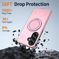 thumbnail image 4 of For Samsung Galaxy A56 5G Ultra Slim Hybrid TPU+PC Protective Cover with Metal Rotation Holder , Compatible MagSafe, Military Grade Shockproof Phone Case Cover,Pink, 4 of 7
