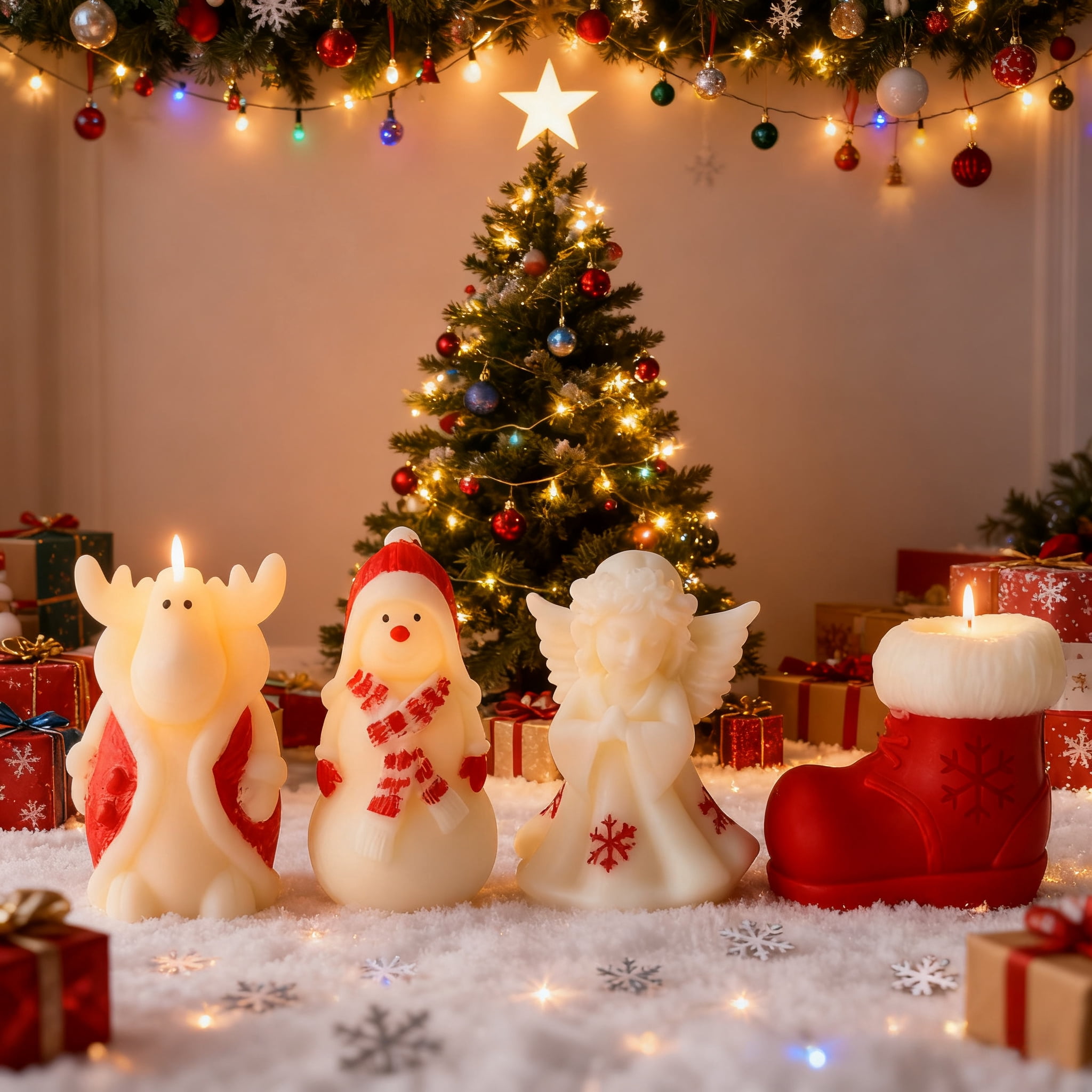 3D Christmas Scented Candle Decorations Silicone Molds DIY Christmas Eight-Piece Set Plaster Molds for Home Decoration