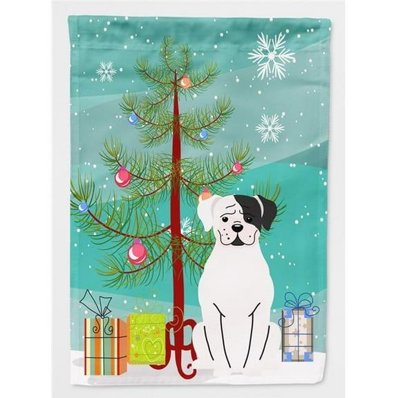 Merry Christmas Tree White Boxer Cooper Flag Canvas House Size