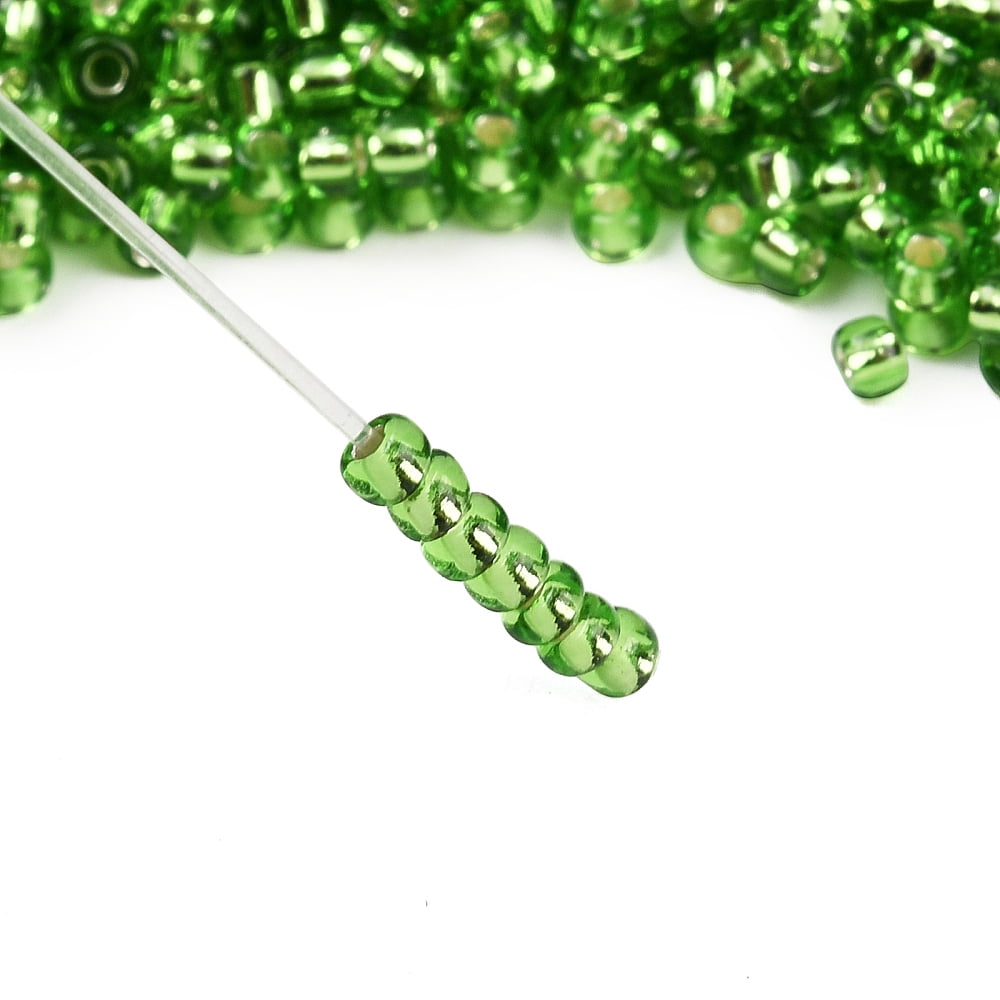 12/0 Grade A Round Glass Seed Beads Silver Lined Lime Green 12/0 2x1.5mm Hole: 0.3mm 30000pcs/bag