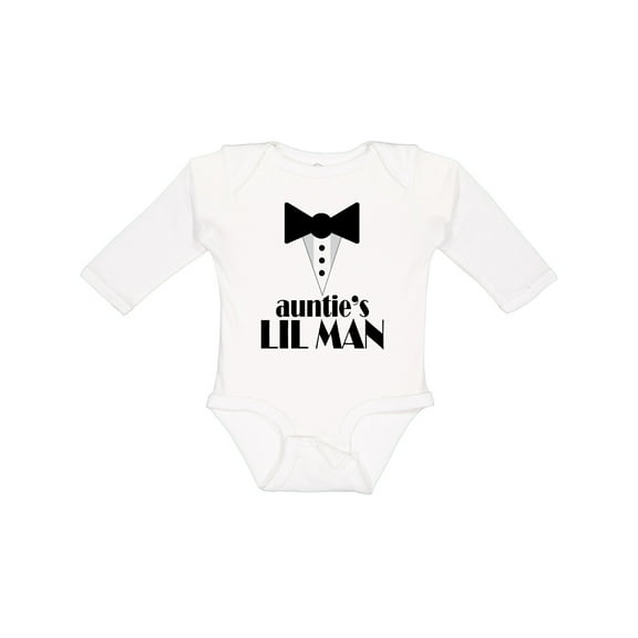 Inktastic Auntie's Lil Man Boys Long Sleeve Baby Bodysuit