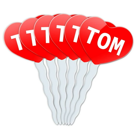 Tom Heart Love Cupcake Picks Toppers - Set of 6