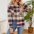 thumbnail image 2 of WEAIXIMIUNG Maternity Shirts for Women Cute Women Fashion Plaid Print Casual Button Shirt Turndown Collar Long Sleeve Shirt Blouse Top, 2 of 8