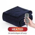 thumbnail image 2 of Sunbeam Microplush Electric Heated Throw Blanket, Polyester Poseidon Blue, 50" x 60", 2 of 9