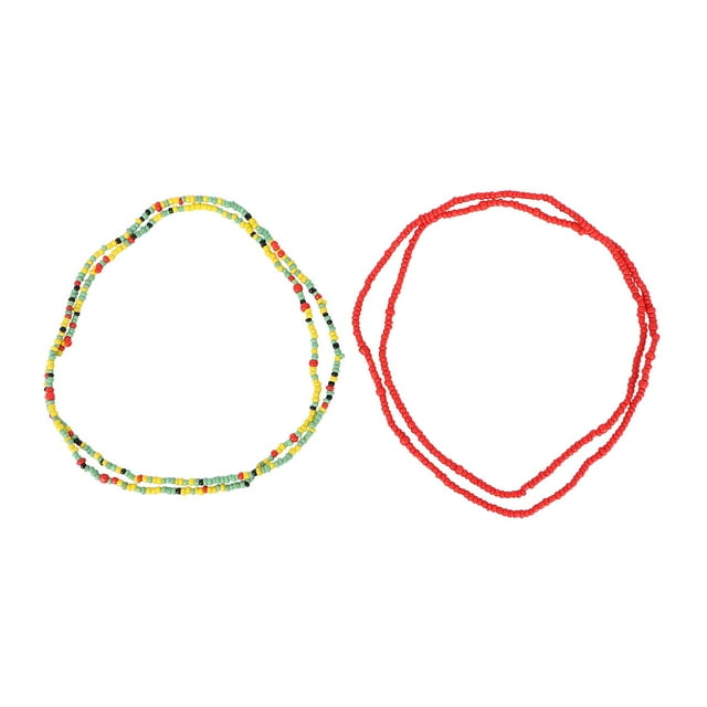 EeaseCA 2Pcs Bikini Chain Beach Chain Waist Chain Waist Beads Belly Beads Double-string Chain (Colorful)