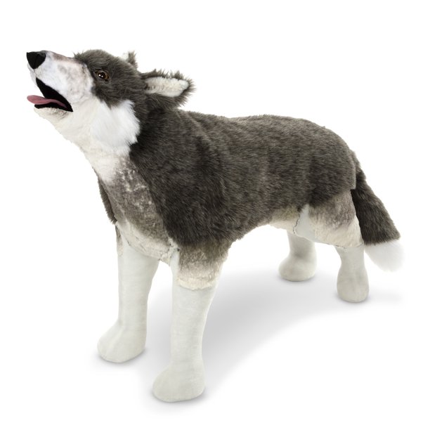 Melissa & Doug Giant Lifelike Plush Gray Wolf Standing Stuffed Animal