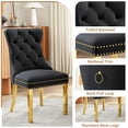 thumbnail image 5 of Velvet Dining Chairs Set of 4, Upholstered Tufted Dining Chairs with Stainless Steel Legs & Pull Ring for Dining Room, Living Room, 5 of 6