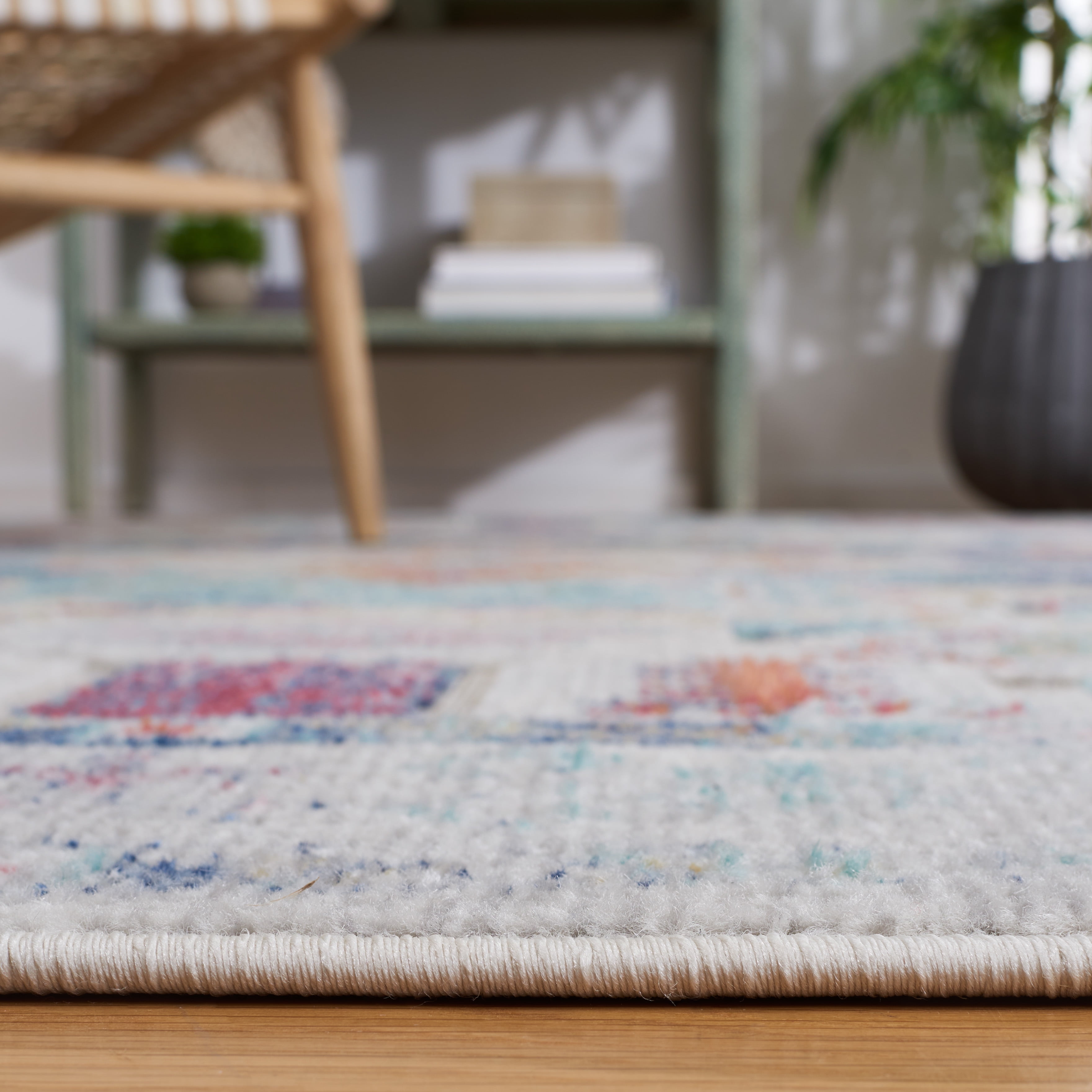 SAFAVIEH Cabana Dima Medallion Indoor/Outdoor Area Rug, Navy/Aqua/Ivory, 6'7" x 6'7" Square