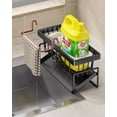thumbnail image 5 of Carbon Steel Over Sink Dish Rack with Drip Tray - Kitchen Drying Rack Large Capacity Kitchen Organizer Rack , Hooks & Towel Bar, Sponge Holder, Anti-Pooling, No Drill, Gray, 5 of 5