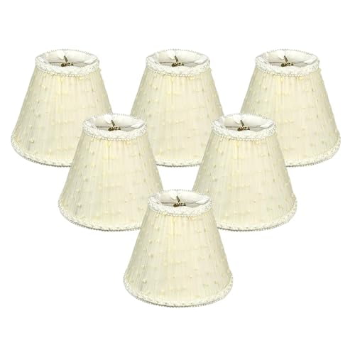 RDI Set of 6 Organza Dots Chandelier Lamp Shade, Designer Top/Bottom Trim, Eggshell, 3x6x5, 6 Pack