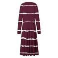thumbnail image 5 of Cavosen Going out Dresses for Women Long Sleeve Red Maxi Dress High Waist V-Neck Calf Length Long Dress Striped Casual Trendy Dress Flowy Party Vacation Fall Winter Clothes S, 5 of 5