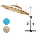 thumbnail image 3 of Gymax 10Ft Outdoor Solar Lighted Cantilever Umbrella w/ USB Cable Beige, 3 of 6