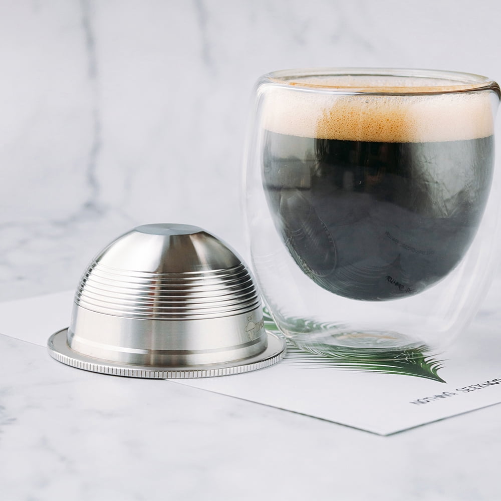 Coffee Capsule Cup Filter Stainless Steel Fillable Reusable Coffee Capsules Set for Nespresso Vertuo Capsule Pod Vertuoline GCA1 and Delonghi ENV150 Coffee Machine