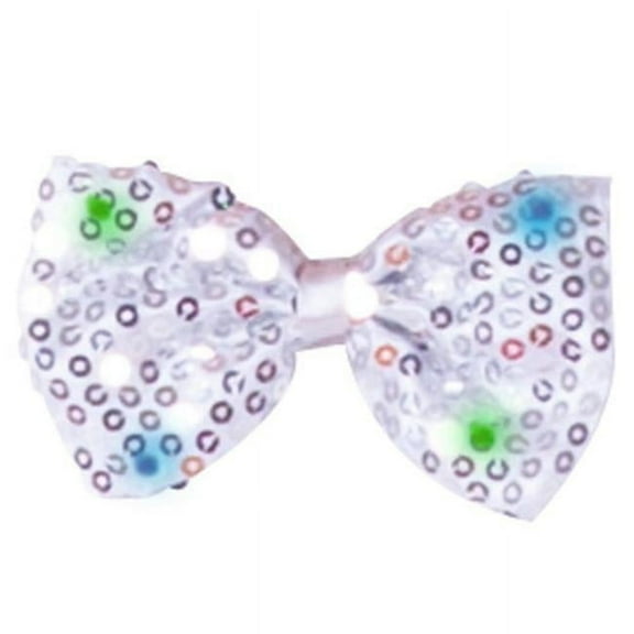 Dress Up America Kids' Big Silver Bow Tie with Flashing Lights, One Size Fits Most