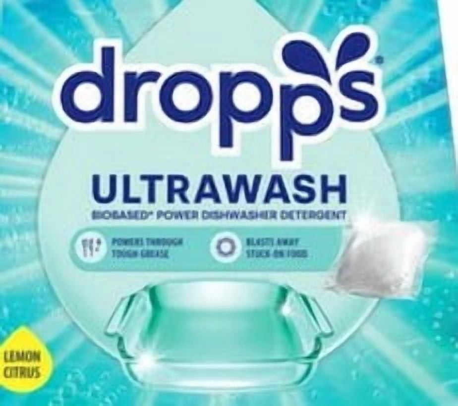 Dropps Ultrawash Biobased* Power Dishwasher Detergent Pacs, Lemon Citrus, 128-count