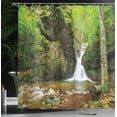 thumbnail image 4 of Ambesonne Scenery Shower Curtain, Spring Waterfall Nature, 69"Wx70"L, Green and White, 4 of 5