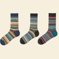 thumbnail image 1 of 3 Paires de Bas en Coton Automne et Hiver, Style Rétro Coloré Mode, Respirant et Confortable Style Décontracté de Rue Couleur Image 3 Paires EU 39-44, 1 of 6