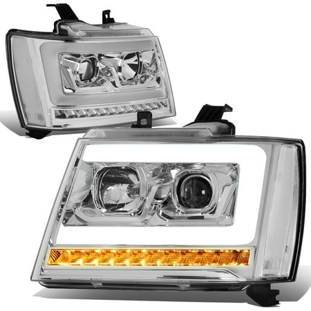 09 Avalanche Headlights For 2007 to 2014 Chevy Tahoe / Suburban / Avalanche LED DRL+Sequential Turn Signal Projector Headlight Lamps Chrome Housing Clear Corner 08 09 10 11 12 13 ()