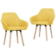 thumbnail image 1 of vidaXL Dining Chairs 2 pcs Yellow Fabric, 1 of 4