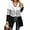White Grey Black, variant on Women's Color Block Zip Up Hooded Jacket - Long Sleeve Loose Fit Longline Sweatshirt for Casual Fall Wear