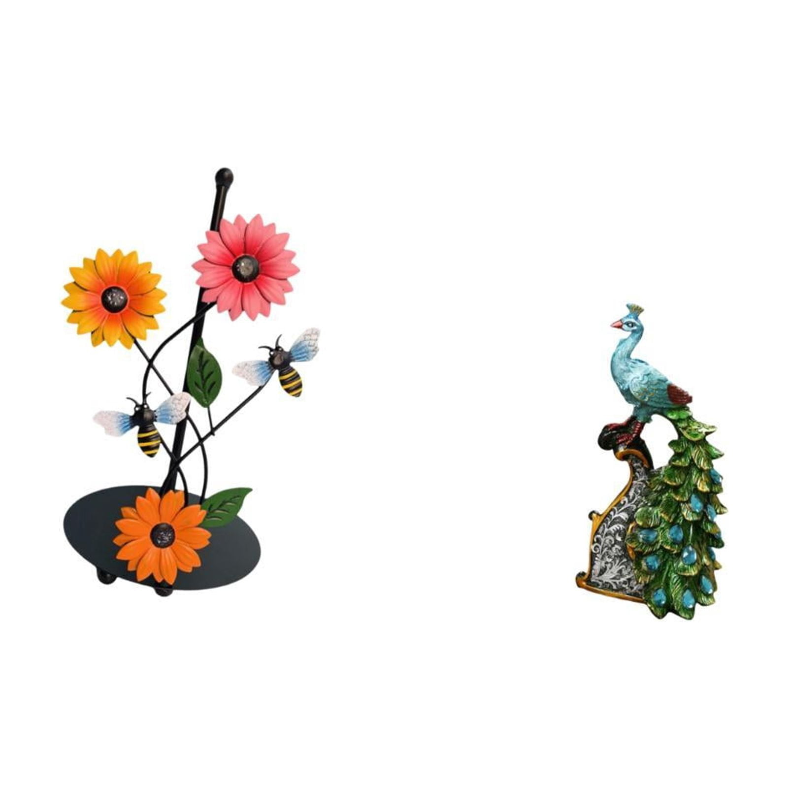 Fiocias Toilet Paper Holder Paper Towel Stand Peacock Figurine Desktop Statue Creative Iron Resin Decorative Piece Suitable for Kitchen Countertop D