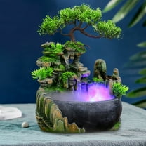 Miumaeov Resin Desktop Atomizing Rockery Fountain Waterfall LED Lamp for Decor Electric Home Office Desk
