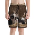 thumbnail image 2 of Cauagu Cat Family Print Swim Trunks for Men,Youth Boys Swim Shorts Compression Liner Beach Shorts Boys' Swimming Shorts 7-20 Years Bathing Suit-X-Large, 2 of 7