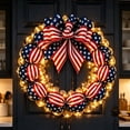 thumbnail image 3 of Patriotic Flag Wreath, Flag Inspired Red White Blue Wreath for Independence Day Memorial Day Decor, Outdoor Indoor Fourth of July Porch Wall Hanging Decoration, 3 of 7