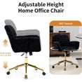 thumbnail image 4 of Black Office Chair Faux Fur Vanity Chair, Comfortable Home Office Desk Chairs with Wheels and Arms, Swivel Wide Office Chair Makeup Chair Height Adjustable for Office, Study, Bedroom, Black, 4 of 7
